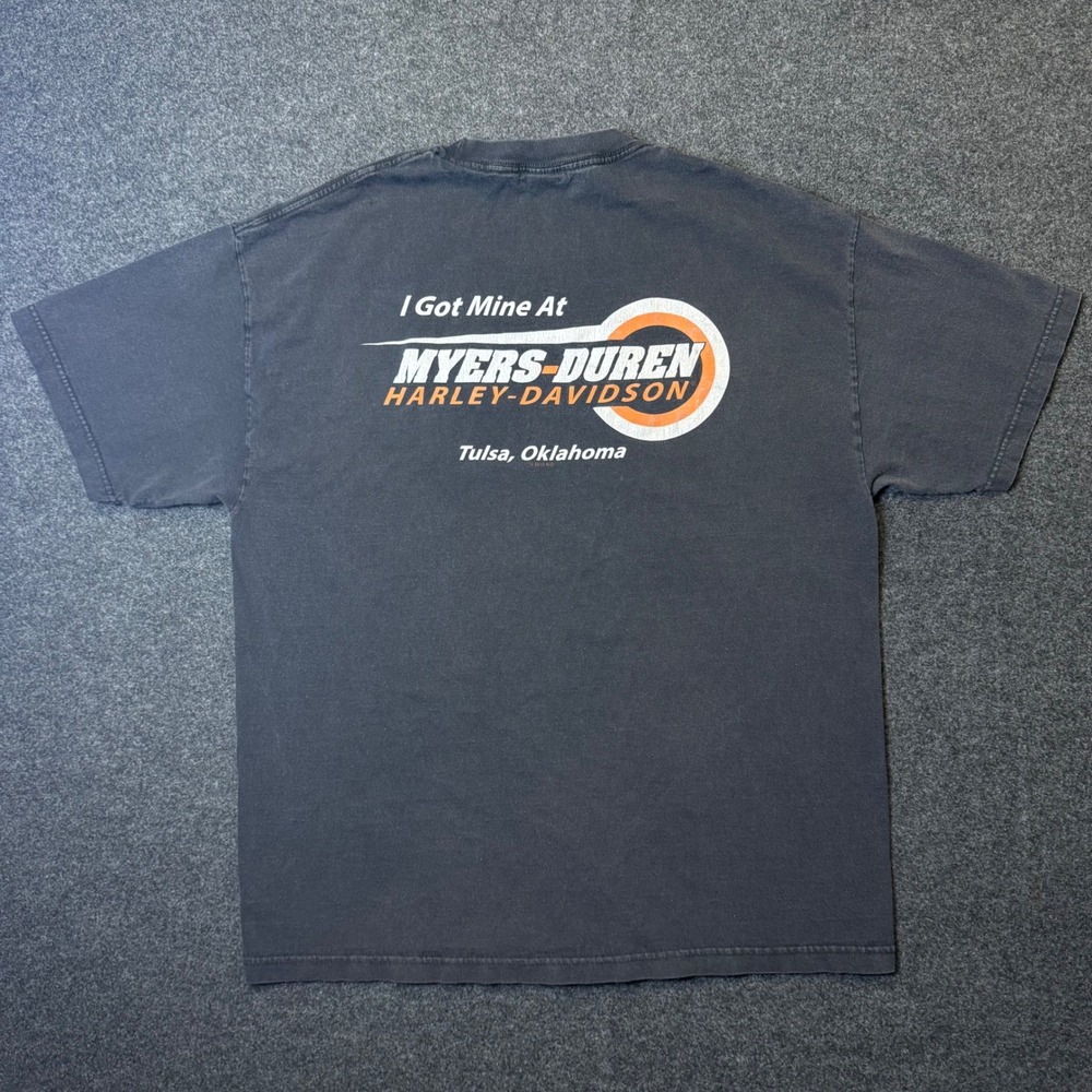 Vintage Harley-Davidson T-Shirt XL Black Myers-Duren Tulsa OK Biker Graphic 2013